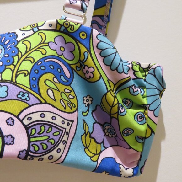 THE HIPPIE SHAKE Marcie Psychedelic Floral Bikini Top Retro 70s Swim Boho - Picture 4 of 14